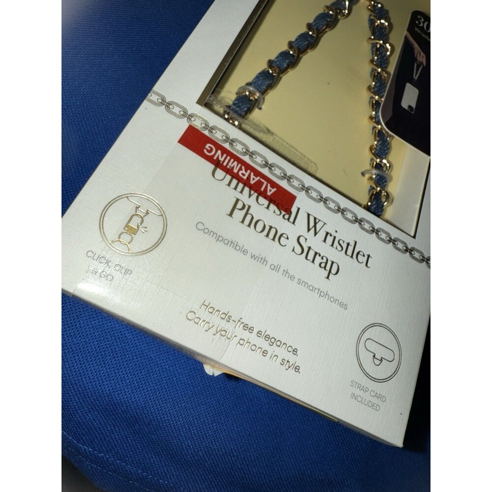 Artikl Wristlet Phone Strap Blue 11.8" Gold Compatible W/all The Smartphones - Picture 5 of 8